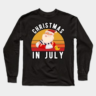 Christmas In July T-Shirt Funny Santa Summer Beach Vacation Long Sleeve T-Shirt